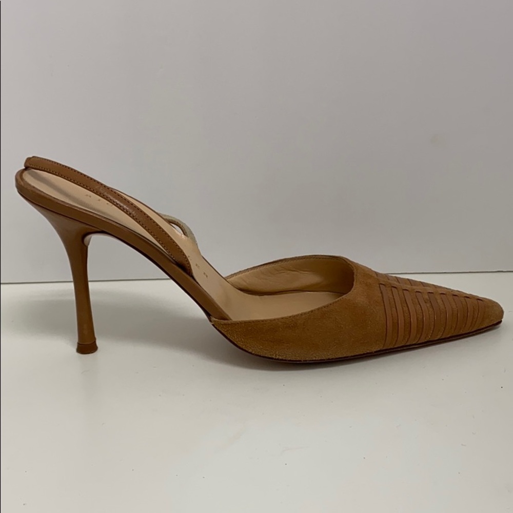 Richard Tyler Pointed Suede Slingback Heels 9.5